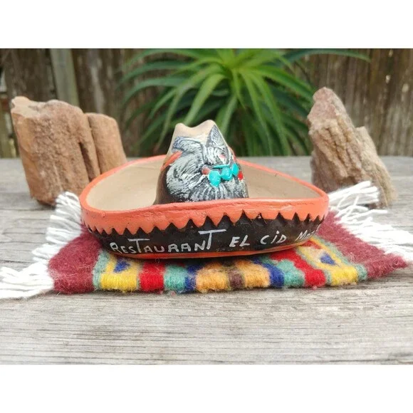 Vintage Restaurant El Cid Handcrafted Clay Pottery Souvenir Ashtray - Picture 3 of 16